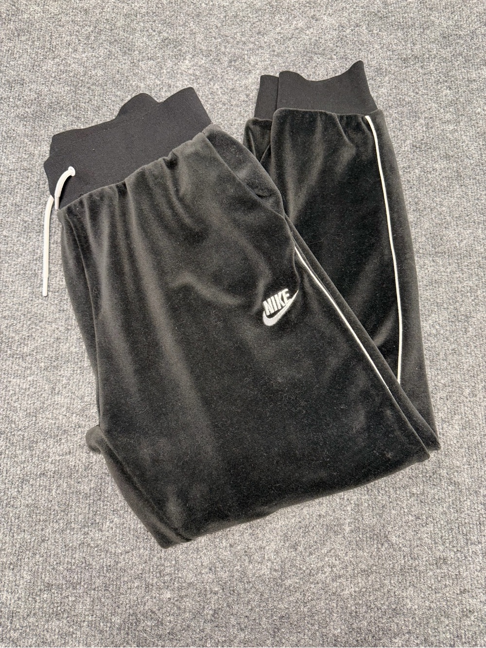 Nike Black Velour Women’s Joggers with White Trim